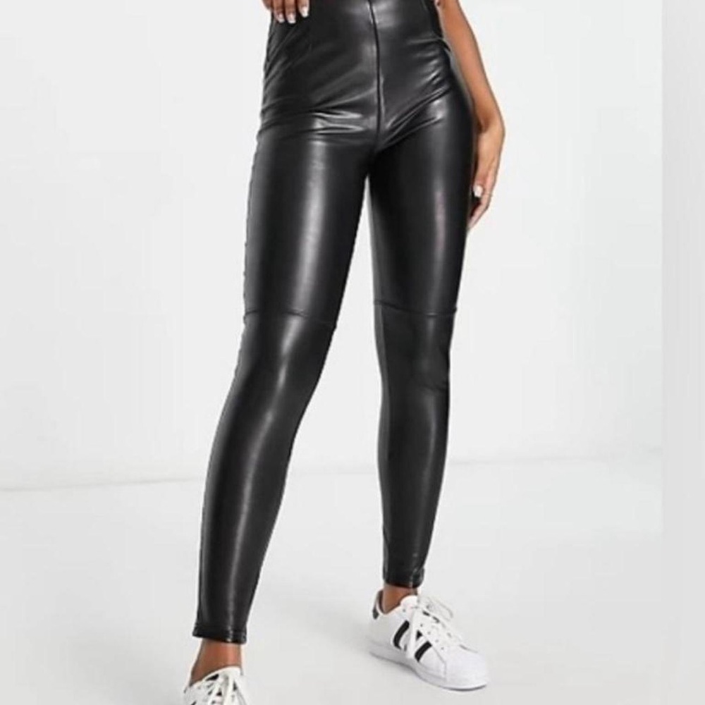 Abercrombie & Fitch Black Faux Leather High-Waisted Pants